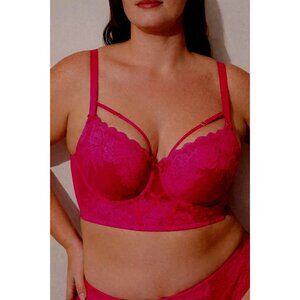 Lane Bryant Cacique Lace Longline Boost Balconette Bra Diva Pink - 38DD NWT